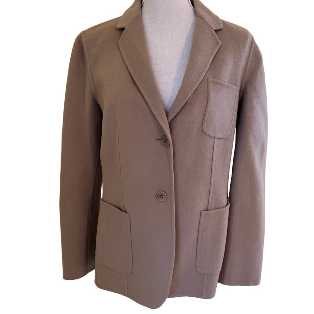 Talbots Tan Single Breasted Brushed Wool Blend Unlined Blazer 10